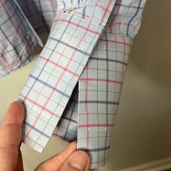 Charles Tyrwhitt Men’s Dress Shirt Slim Fit 16|35 Large Blue & Red Plaid Pattern - Picture 3 of 8